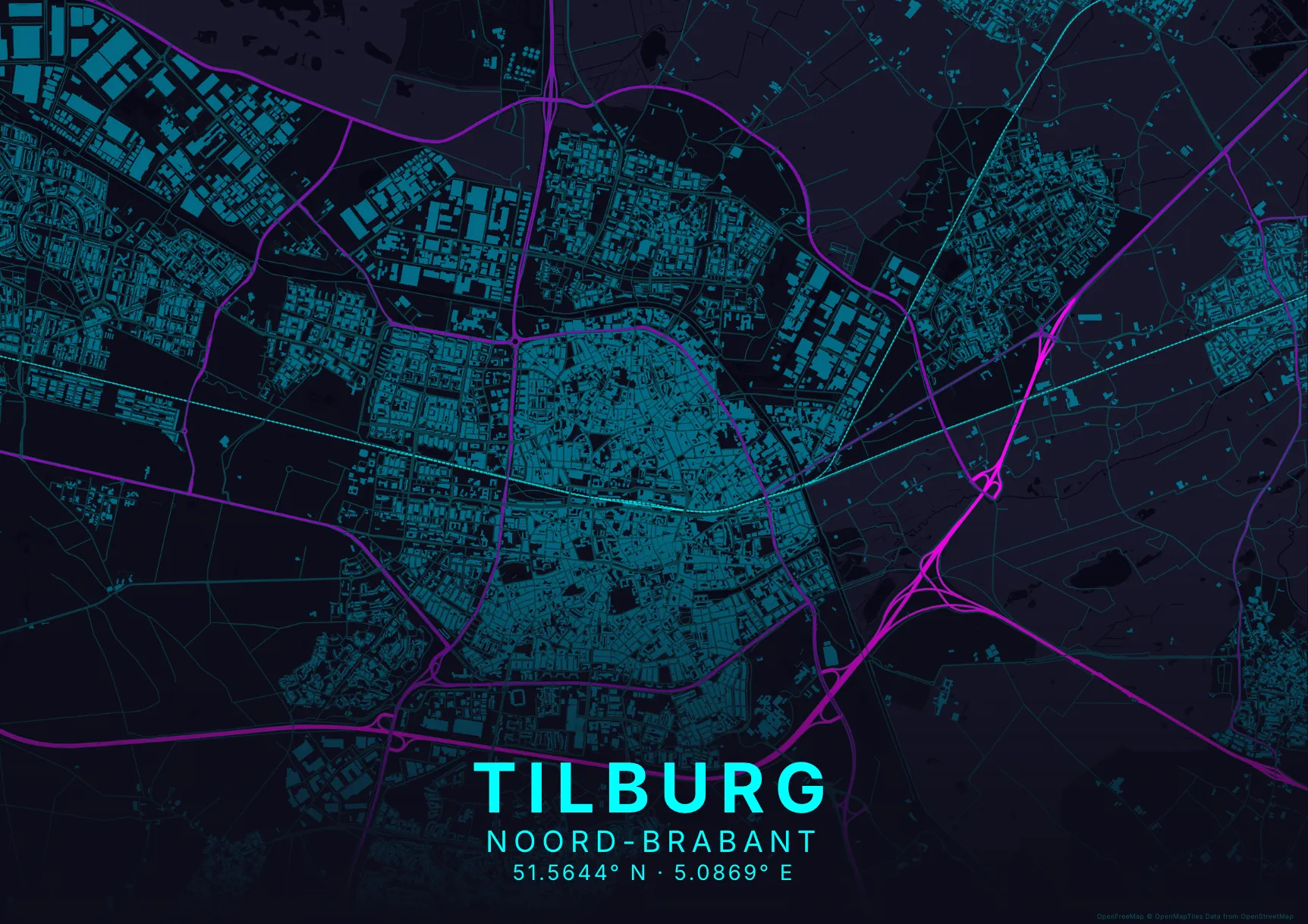 Neon liggende poster stijl