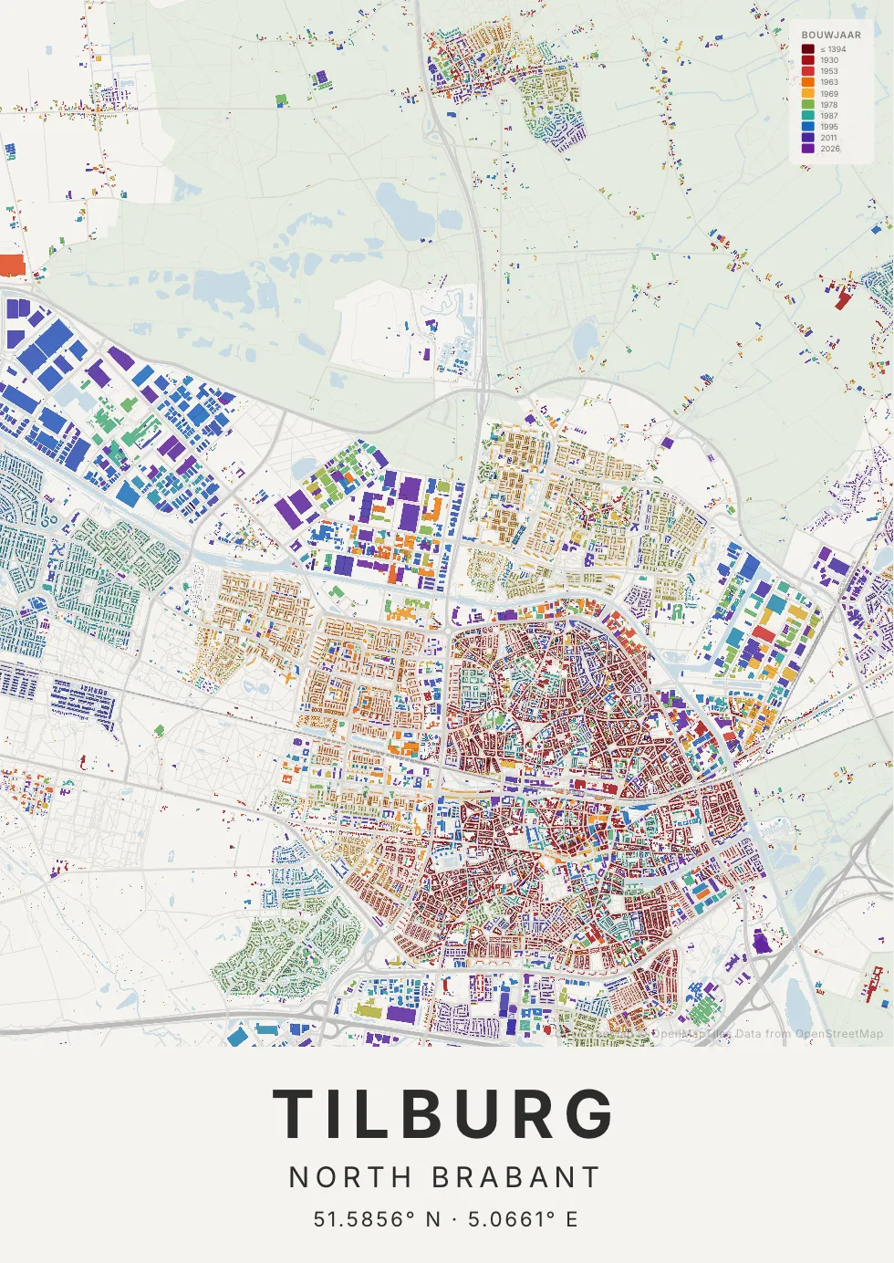 Tilburg in Tijdlaag stijl