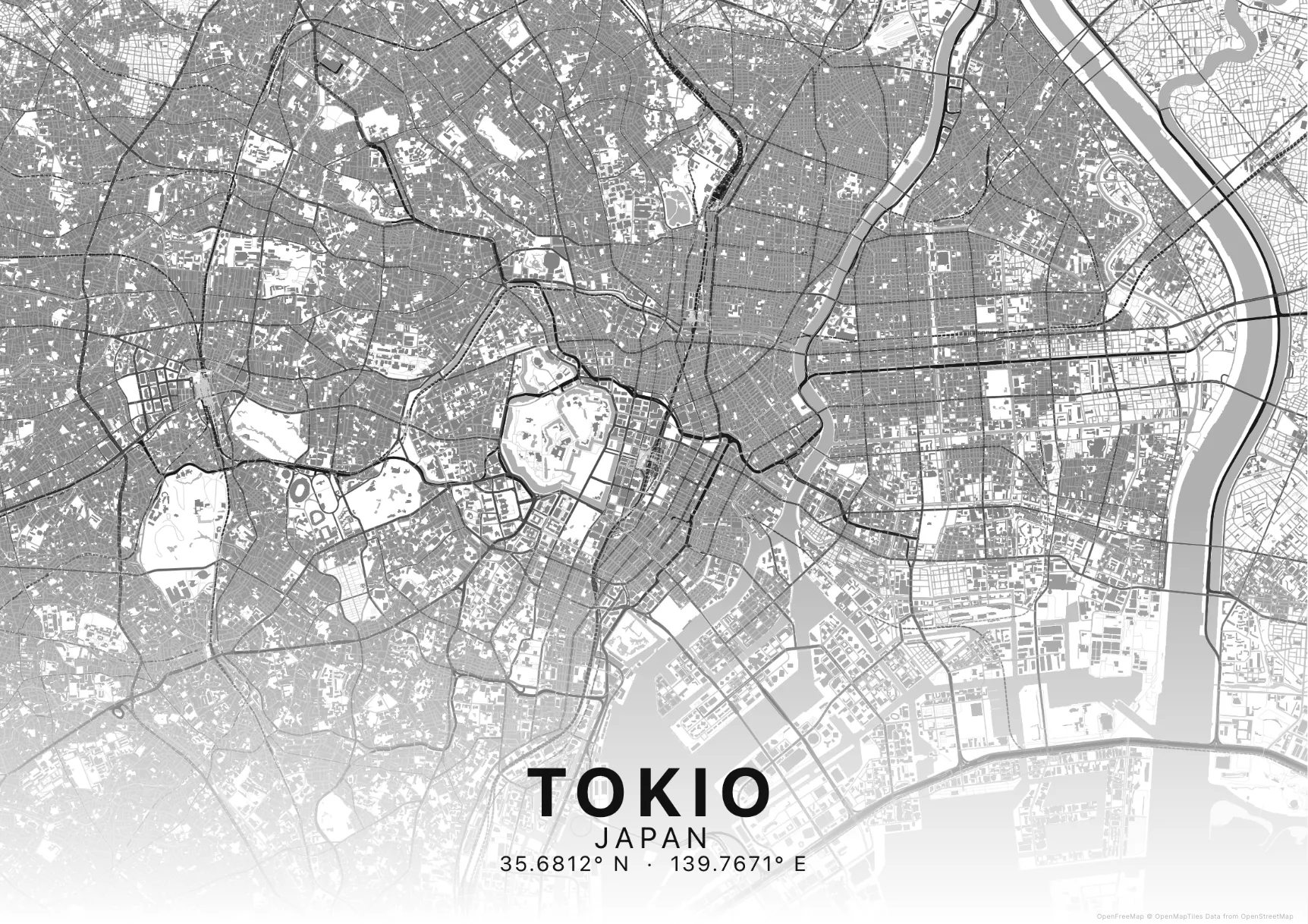 Kaartposter Tokio in Helder stijl