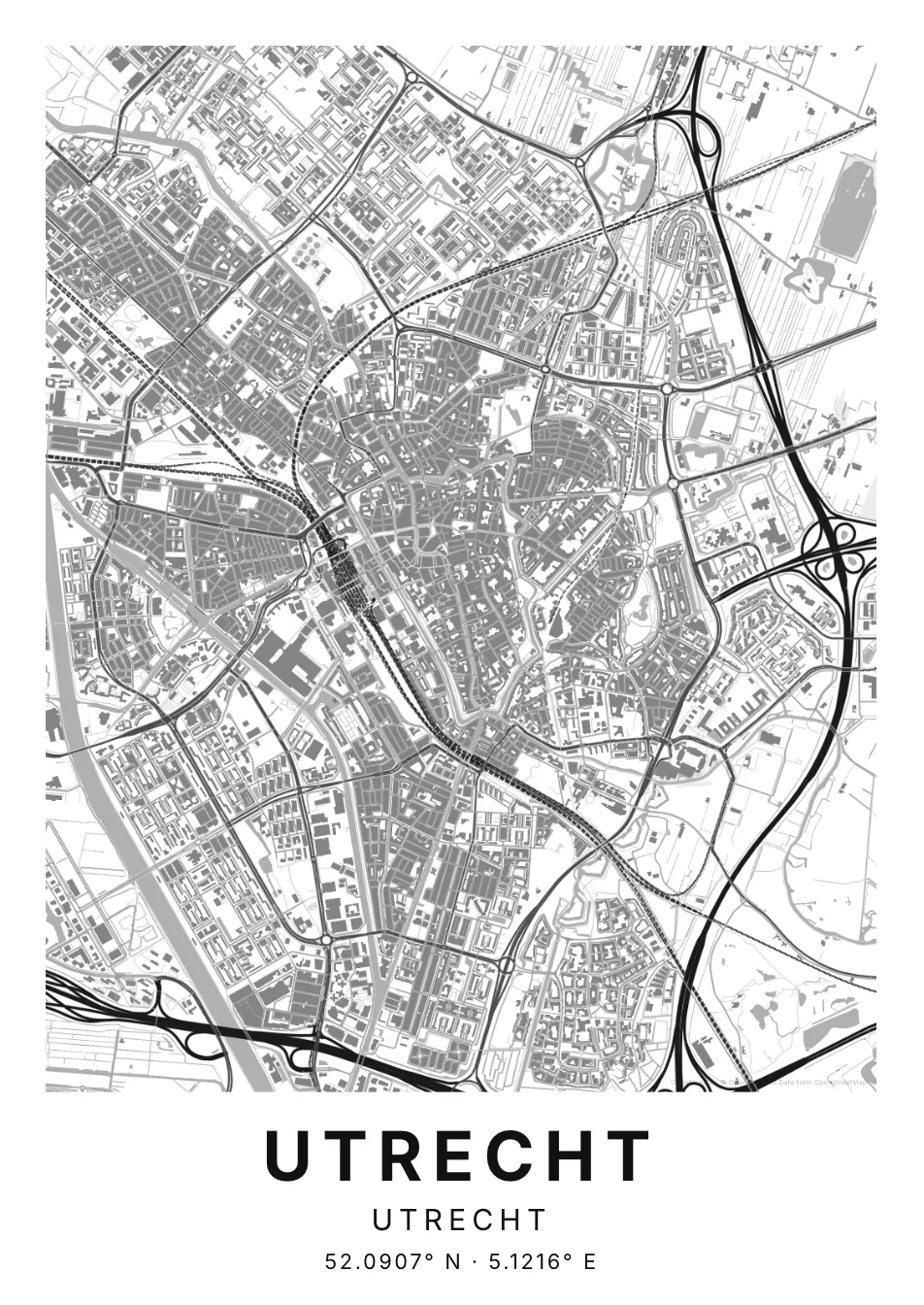 Kaartposter Utrecht in Helder stijl