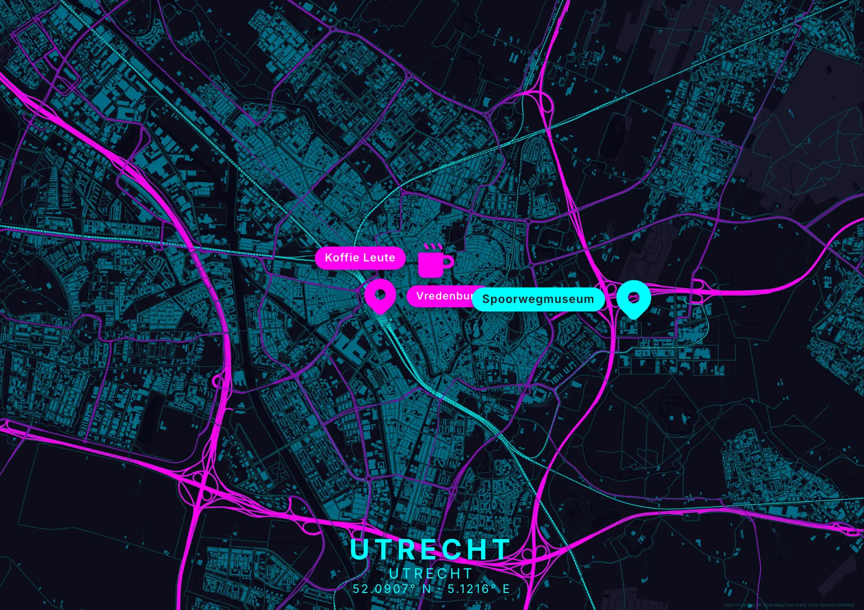 Neon liggende poster stijl