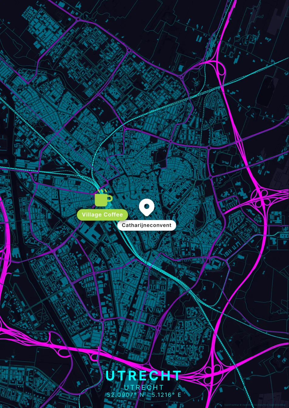 Kaartposter Utrecht in Neon stijl