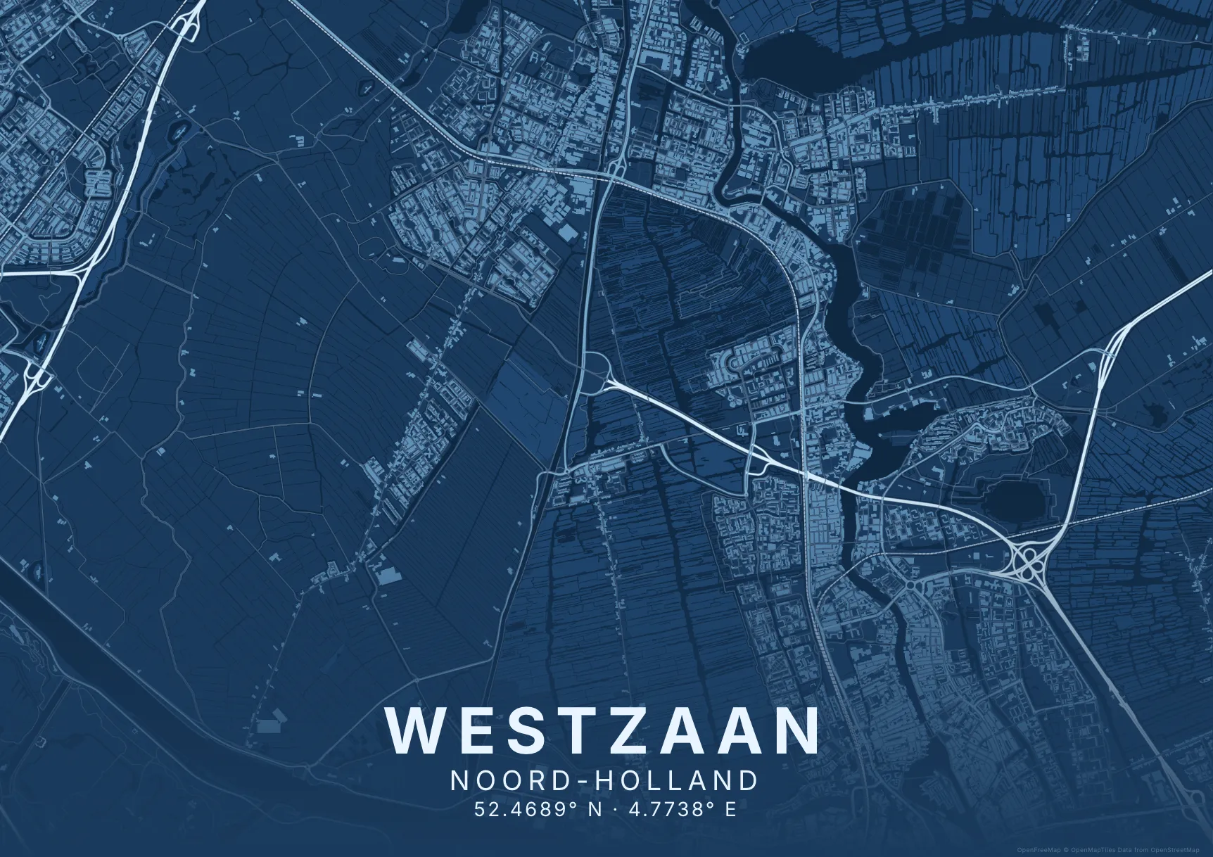 Blauwdruk liggende poster stijl